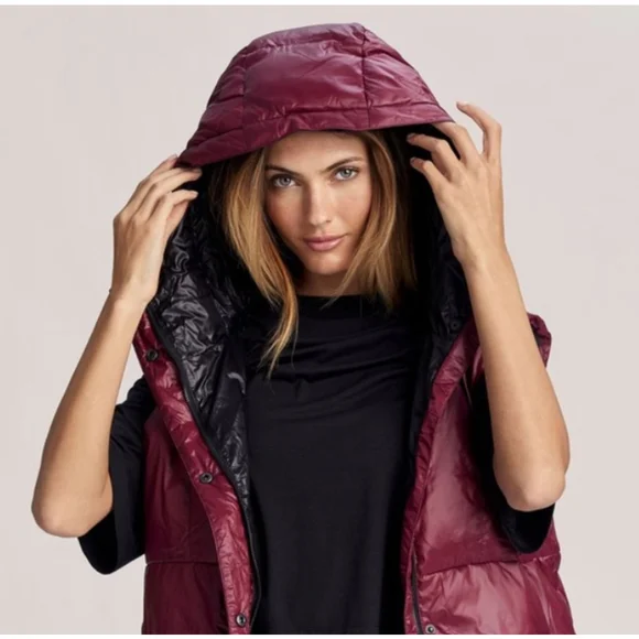 Anthropologie Varley Silverlake Gilet Longline Puffer Vest Red Small Oversized - Picture 3 of 13